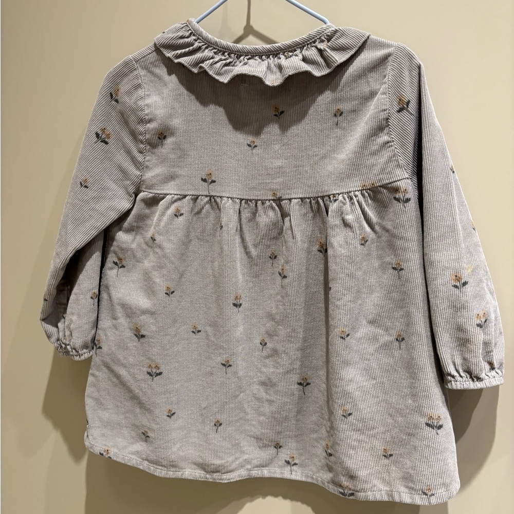 Buho baby floral corduroy shirt dress 18m grey blue - Picture 8 of 9